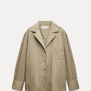 Zara Beige Long-Sleeve Shirt